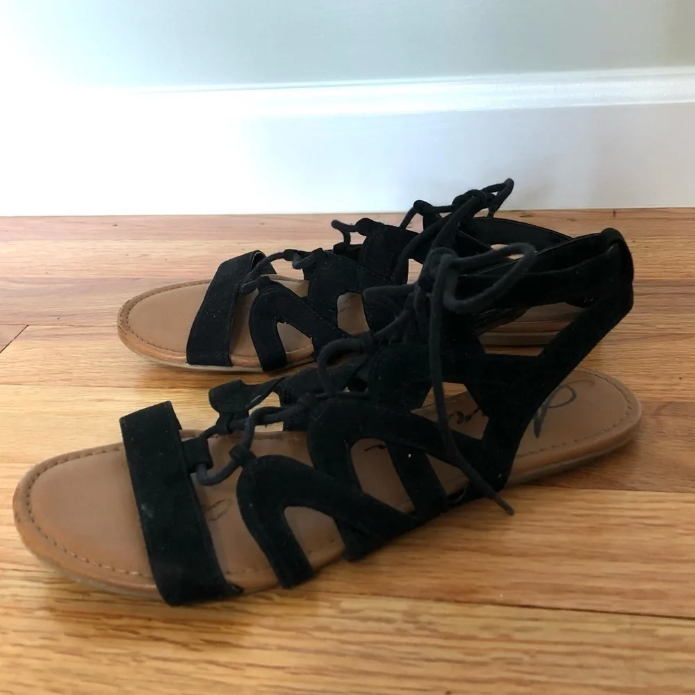 American Rag Lace Up Sandals Black 7